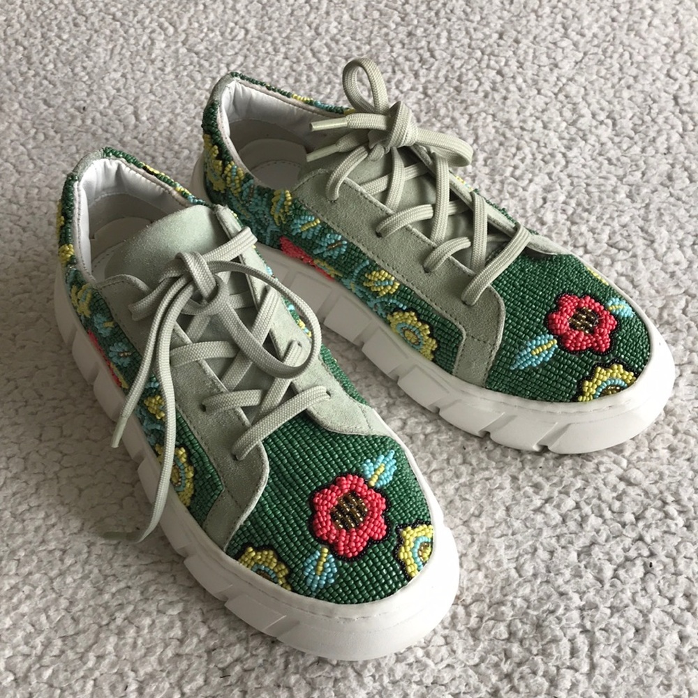 Free People beaded platform sneakers 36 6